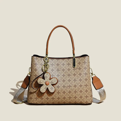 Spacious Crossbody Bag for Women ⎜ Stylish Handbag with Flower Pendant and Adjustable Shoulder Strap