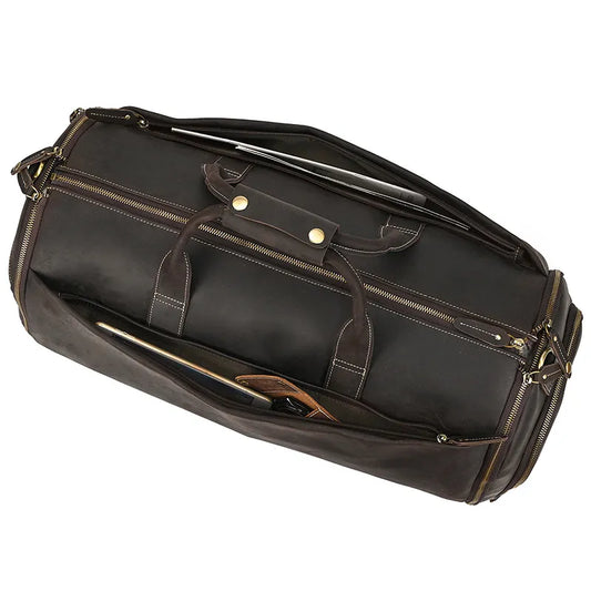 Leather Travel Bag ⎜ Large Capacity with Roll Function for Comfortable Travelling