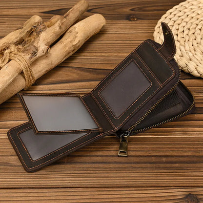 Rfid Card Holder for Men ⎜ Leather Wallet with Zip and Space for Several Card Slots