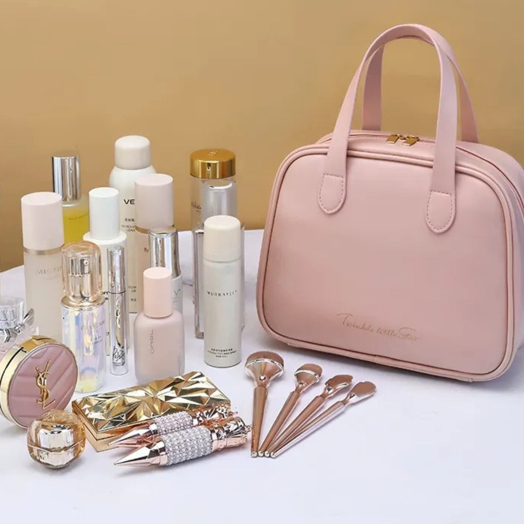 Cosmetics Bag for Women ⎜ Semi - Circular Design with Carrying Handles and Large Capacity for Cosmetics
