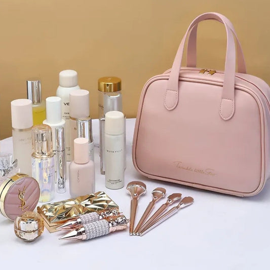 Cosmetics Bag for Women ⎜ Semi - Circular Design with Carrying Handles and Large Capacity for Cosmetics
