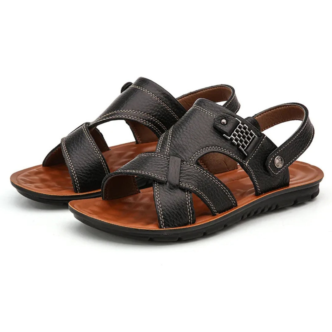 Leather Slippers for Men ⎜ Comfortable Non - Slip and Durable Beach Shoes