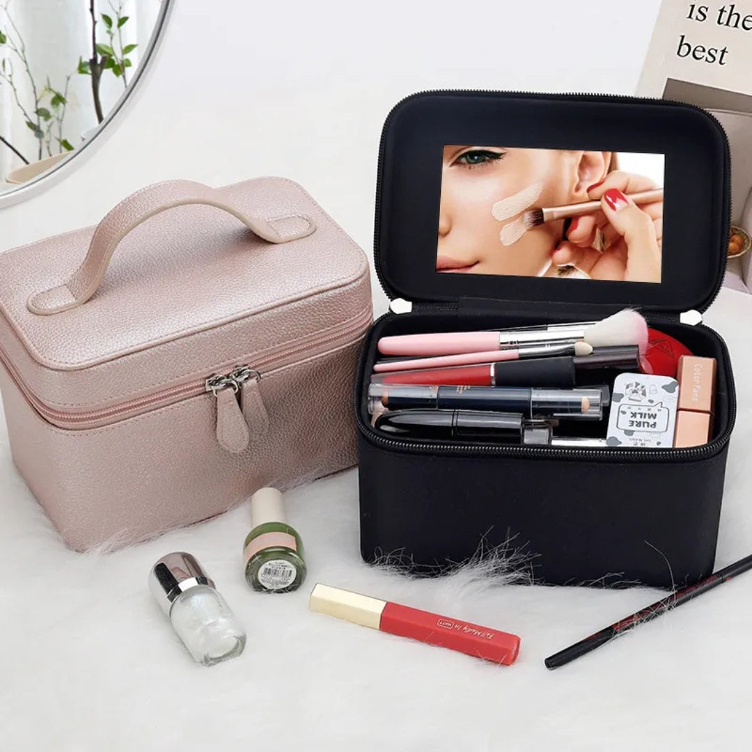 Cosmetics Bag for Women ⎜ Water - Repellent Design with Integrated Mirror and Practical Carrying Handle