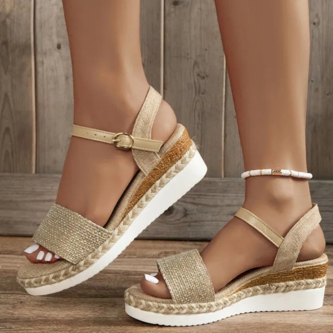 Women's Wedge Sandals ⎜ Summery Shoes with Jute Rope Design Adjustable Strap and Comfortable Sole