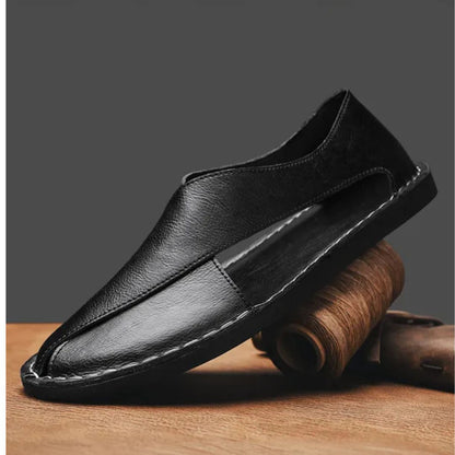 Leather Sandals for Men ⎜ Comfortable One - Pedal Beach Shoes Made From Breathable Genuine Leather