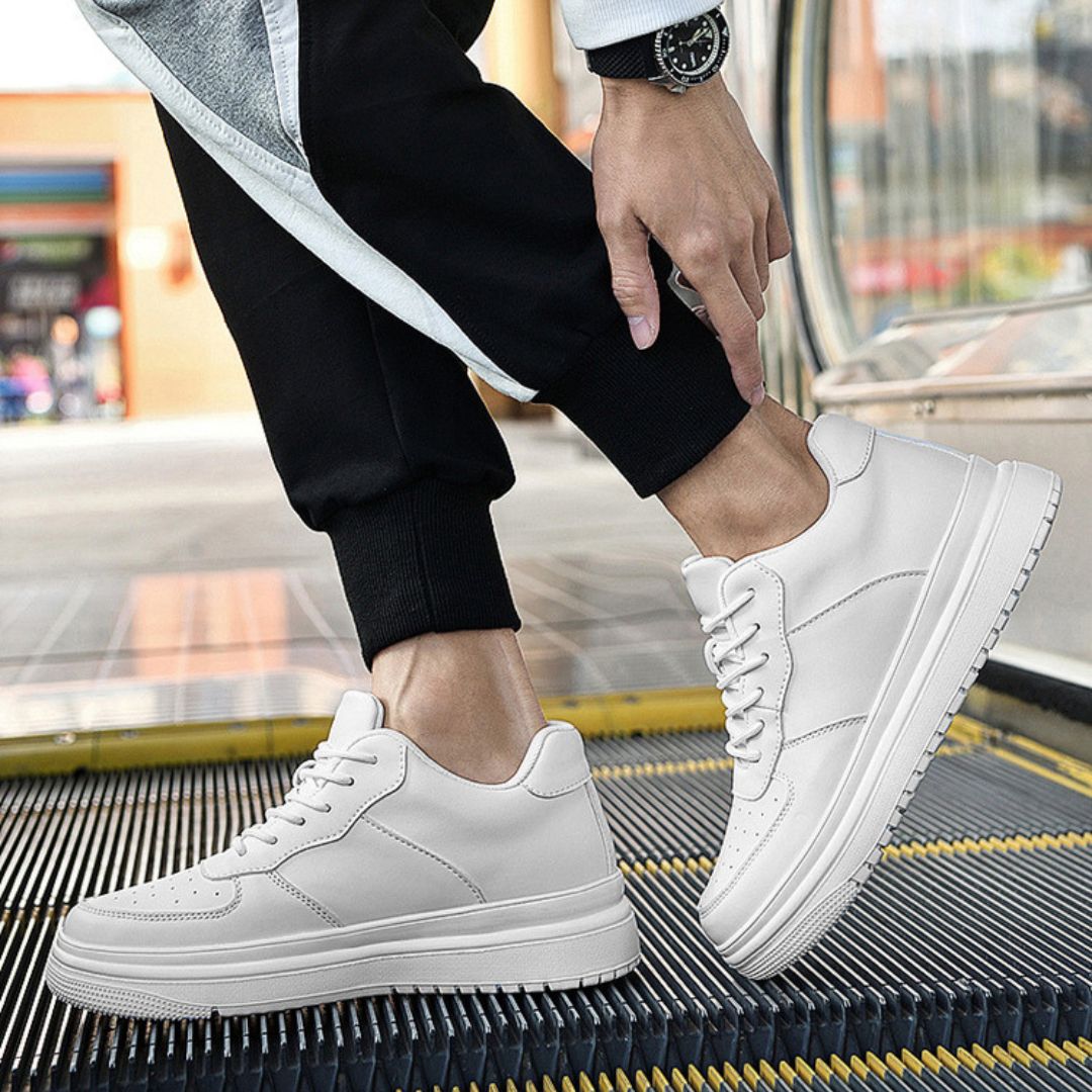Men's Skateboard Sneakers ⎜ Breathable Shoes with Hidden Height Boost and Soft Bottom Sole