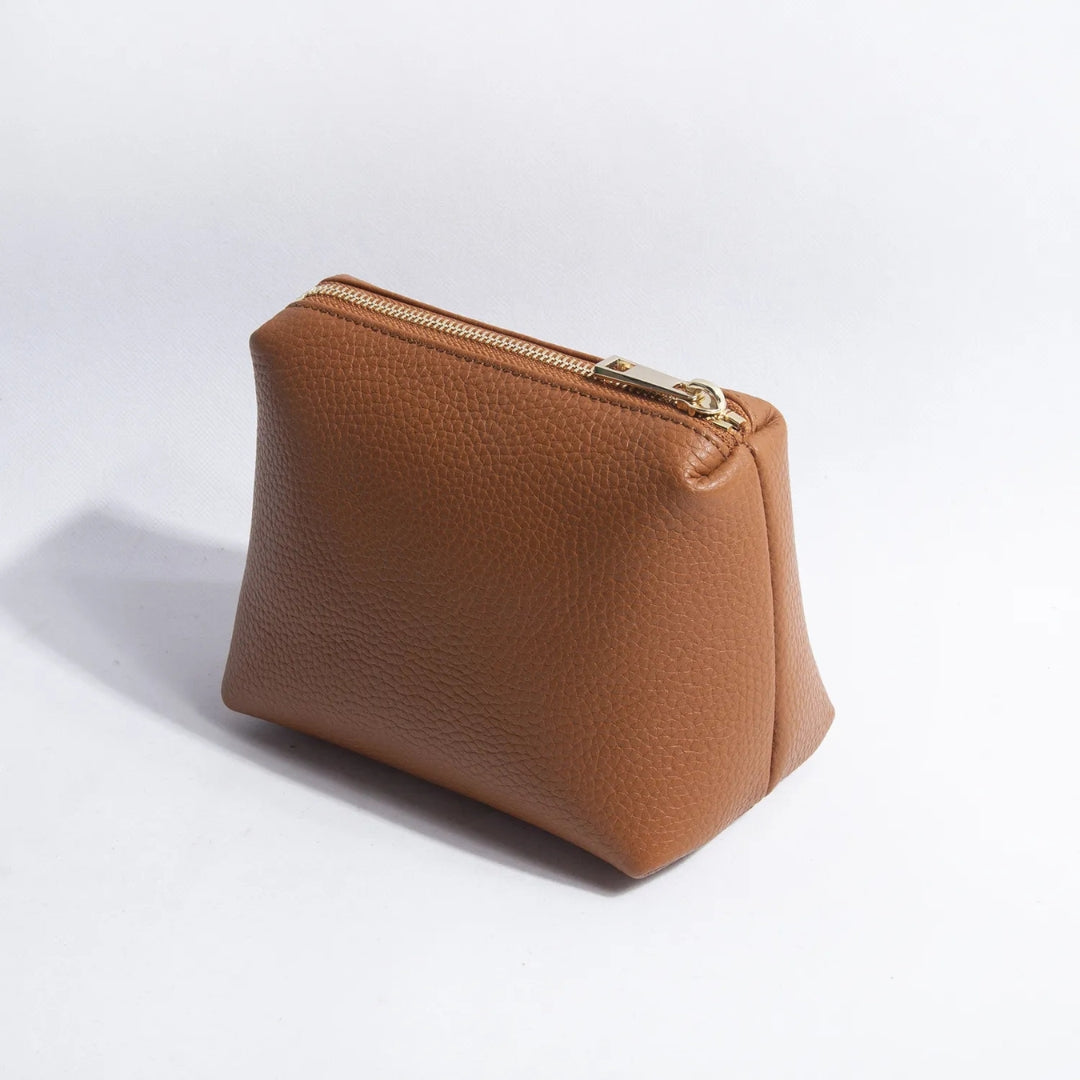 Cosmetics Bag for Women ⎜ Compact Leather - Look Design with Zip for Lipsticks and Make - Up