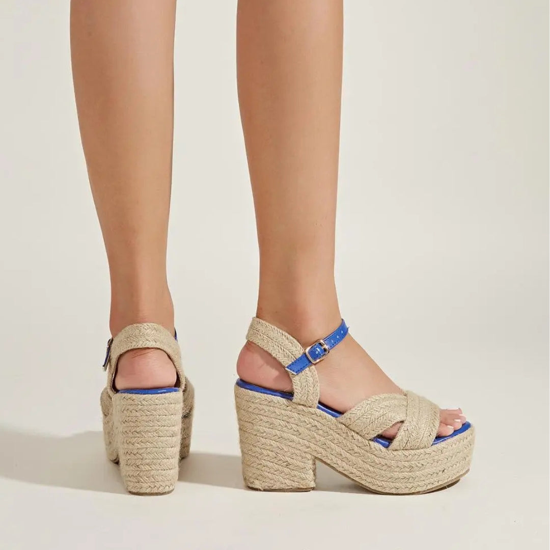 Platform Sandals for Women ⎜ Summery Wedge Shoes with Jute Rope and Comfortable Block Heel for Everyday Wear