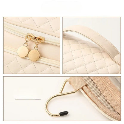 Cosmetics Bag for Women ⎜ Large Capacity with Quilted Surface and Practical Carrying Handle for on the Go