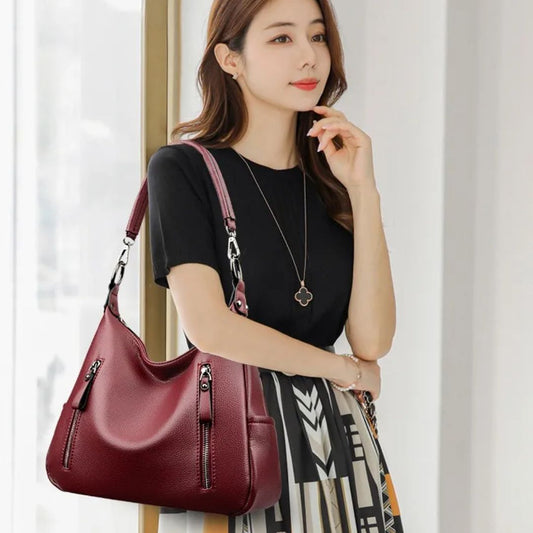 Fashionable Shoulder Bag for Women ⎜ Classic Handle Bag with Practical Zip Compartments