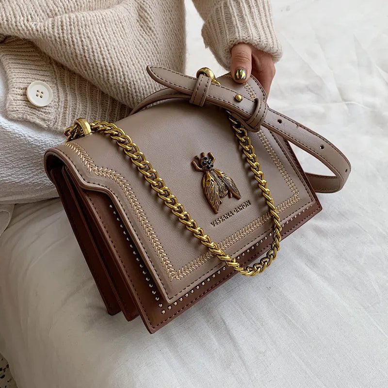 Small Chain Bag ⎜ Elegant Design with Golden Bee Embellishment