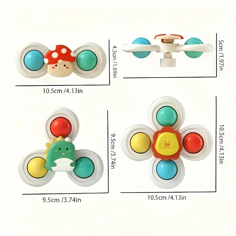 Cute Suction Cup Spinning Toy for Babies – Set of 3