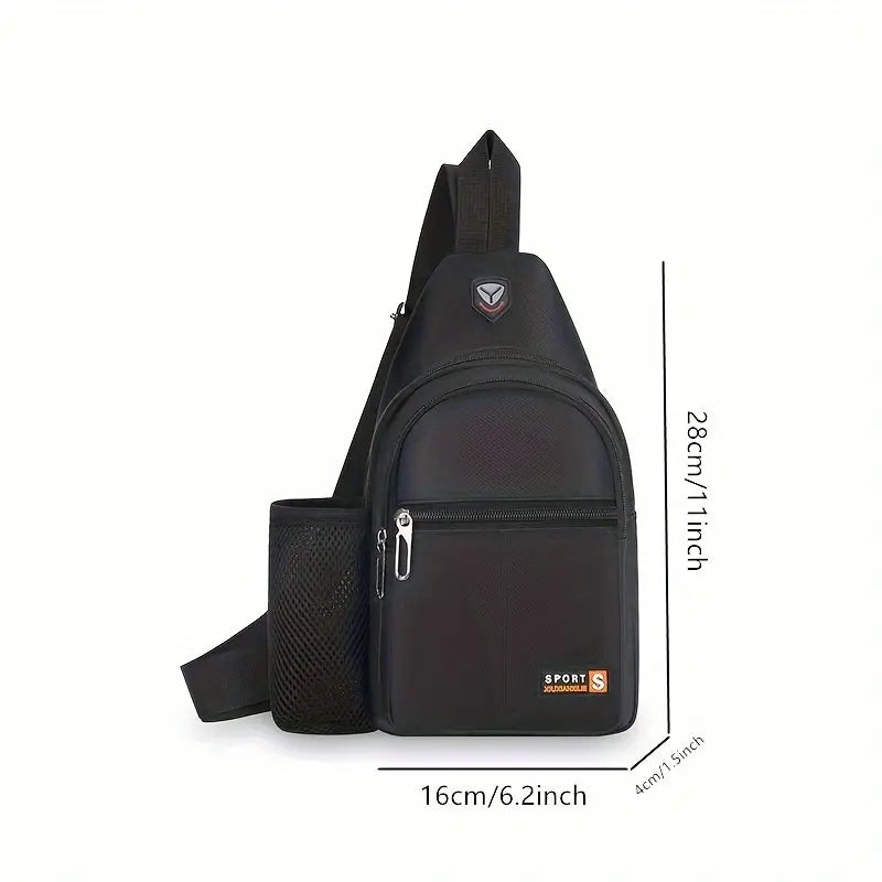 Shoulder Bag for Men ⎜ Spacious Chest Pocket with Bottle Holder and Several Zip Compartments
