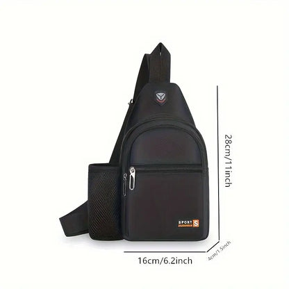 Shoulder Bag for Men ⎜ Spacious Chest Pocket with Bottle Holder and Several Zip Compartments