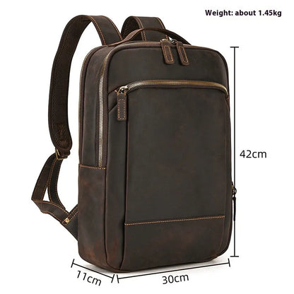 Leather Backpack for Men ⎜ Stylish Outdoor Carrier with Large Storage Space