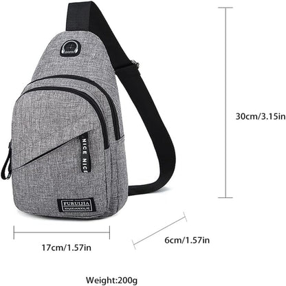 Shoulder Bag for Men ⎜ Lightweight Shoulder Bag Made of Oxford Fabric with Headphone Opening and Zip