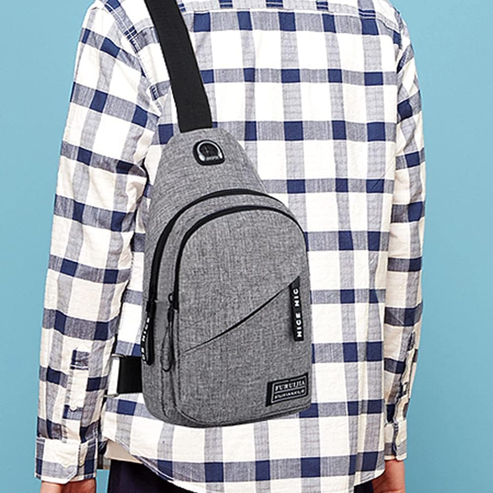 Shoulder Bag for Men ⎜ Lightweight Shoulder Bag Made of Oxford Fabric with Headphone Opening and Zip