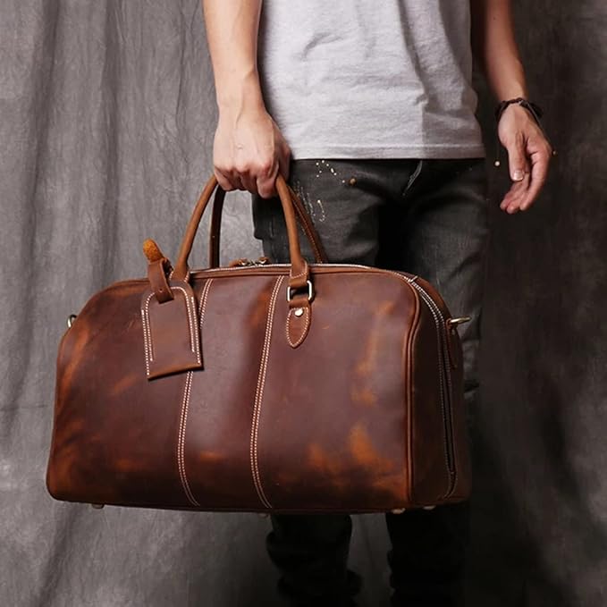 Travel Bag for Men ⎜ Robust Leather Bag with Shoulder Strap and Large Capacity