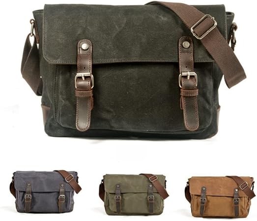 Canvas Shoulder Bag for Men ⎜ Robust Bag with Leather Accents and Adjustable Shoulder Strap