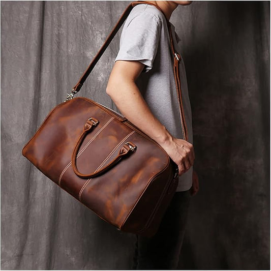 Travel Bag for Men ⎜ Robust Leather Bag with Shoulder Strap and Large Capacity