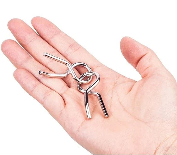 Metal Puzzle Ring Set ⎜ Brain Teaser Logic Game for Kids and Adults with Multiple Unlocking Challenges