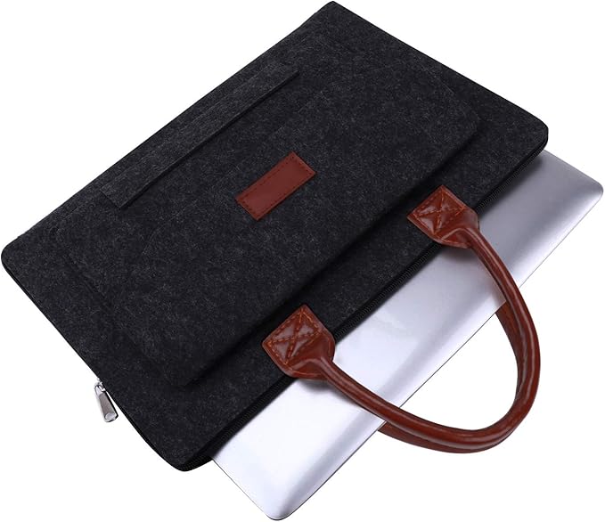 Felt Laptop Bag for Men ⎜ Protective Shoulder Bag with Practical Front Pocket and Carrying Handles