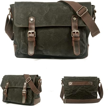 Canvas Shoulder Bag for Men ⎜ Robust Bag with Leather Accents and Adjustable Shoulder Strap