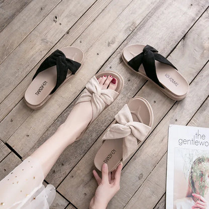 Women's Summer - Style Sandals ⎜ Comfortable Shoes with a Bow Design for a Casual Look