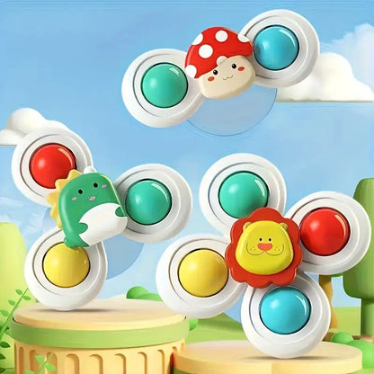 Cute Suction Cup Spinning Toy for Babies – Set of 3