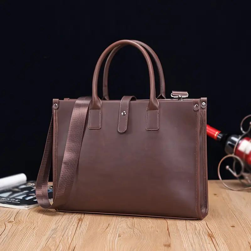 Leather Briefcase for Men ⎜ Stylish Business Shoulder Bag with Robust Carrying Handle and Elegant Look