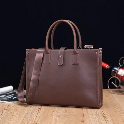 Leather Briefcase for Men ⎜ Stylish Business Shoulder Bag with Robust Carrying Handle and Elegant Look