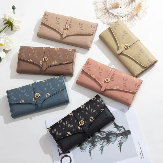 Women's Clutch with Print Motif ⎜ Large Capacity and Practical Hook Fastener in a Stylish Design