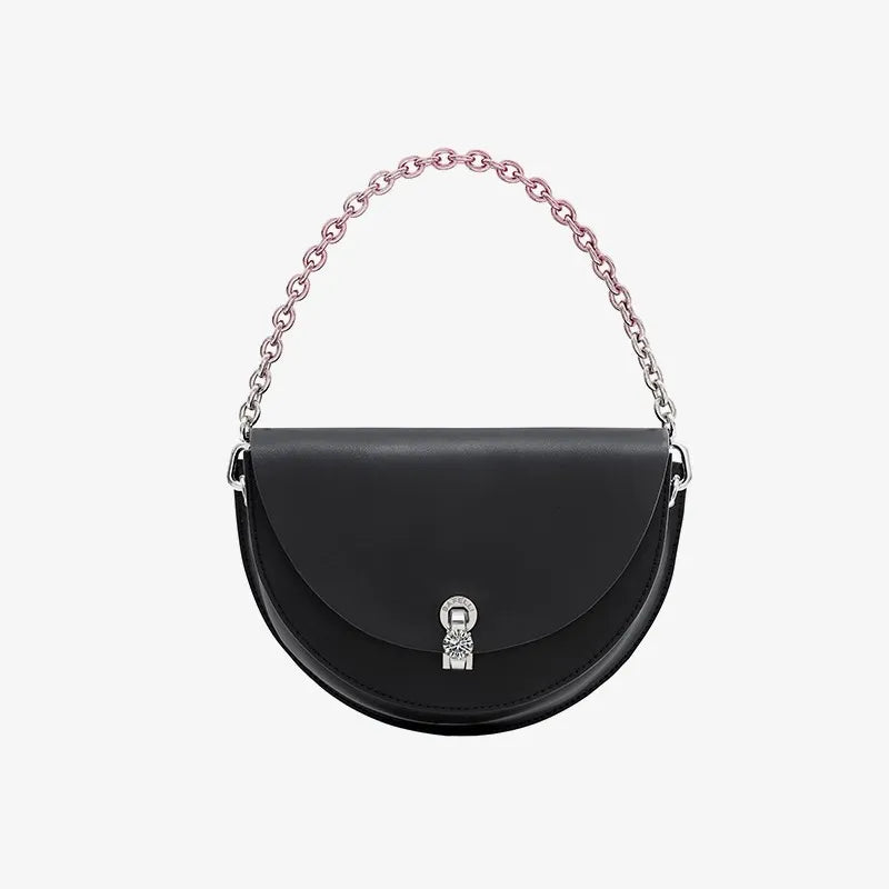 Shoulder Bag for Women ⎜ Stylish Handbag with Diamante Fastening and Chain Strap
