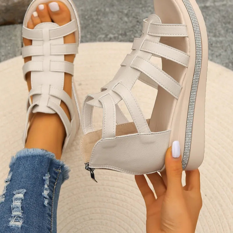 Platform Sandals for Women ⎜ Summery Wedge Shoes with Glitter Details and Comfortable Strappy Construction