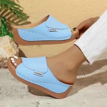Summer Wedge Loafers for Women ⎜ Comfortable Mules with a Thick Heel and Simple Design for Everyday Wear