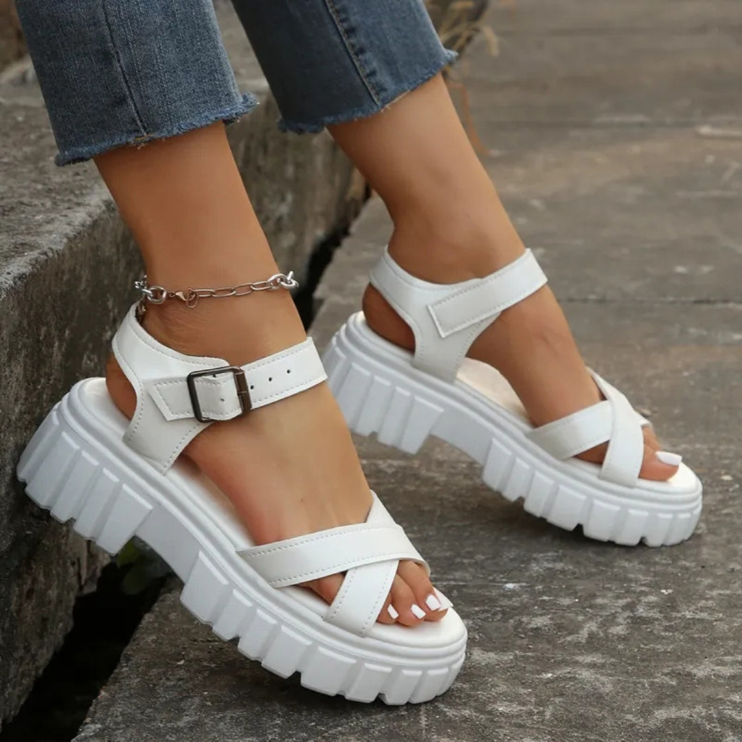 Platform Sandals for Women ⎜ Trendy Summer Shoes with Thick Tread Sole and Adjustable Strap for Comfort