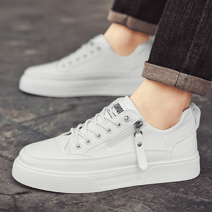 Men's Slip - on Sneakers ⎜ Comfortable Casual Shoes Made From Faux Leather with a Fashionable Zip Design
