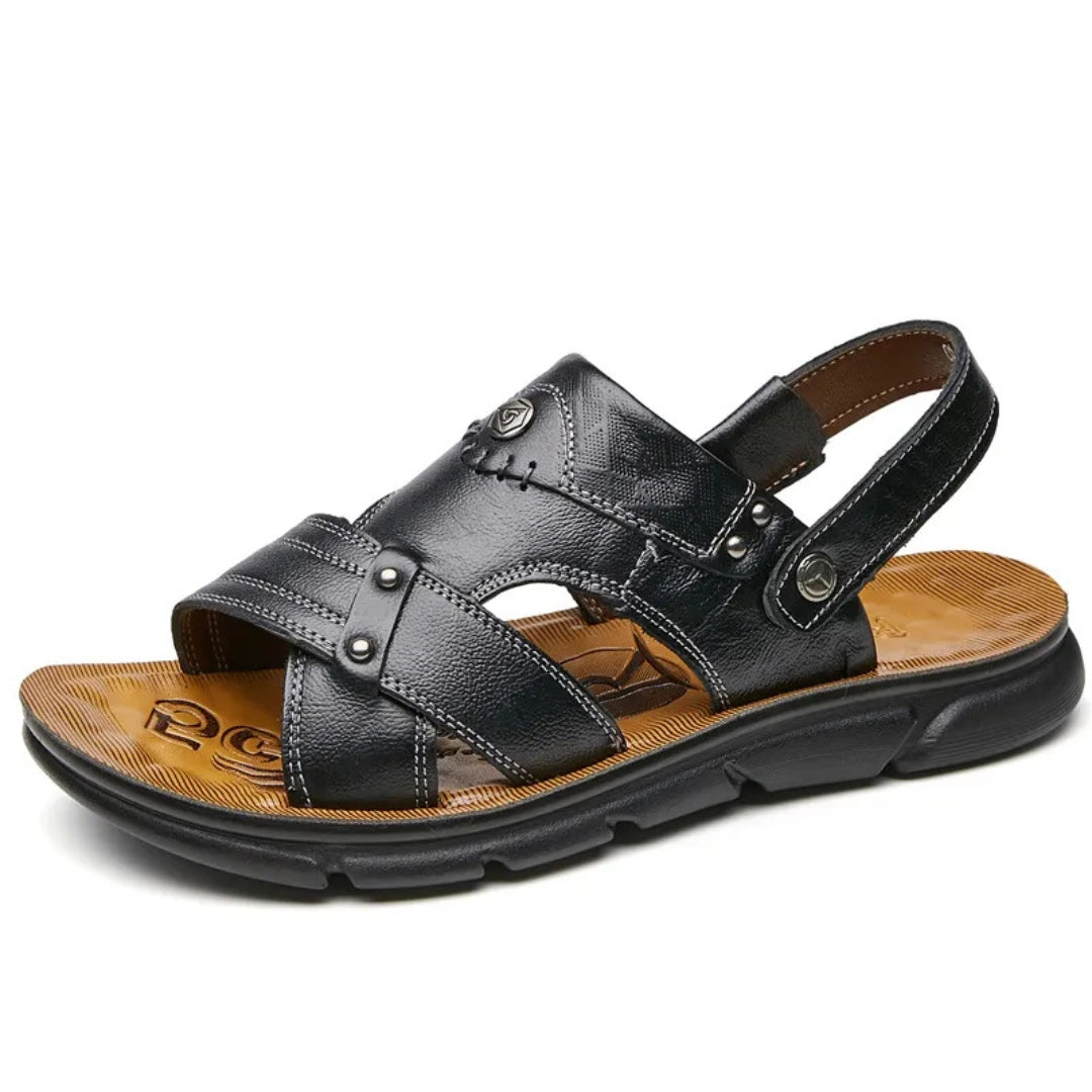 Leather Slippers for Men ⎜ Versatile Beach Sandals for Outdoor Activities