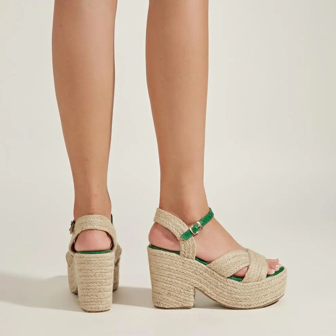 Platform Sandals for Women ⎜ Summery Wedge Shoes with Jute Rope and Comfortable Block Heel for Everyday Wear