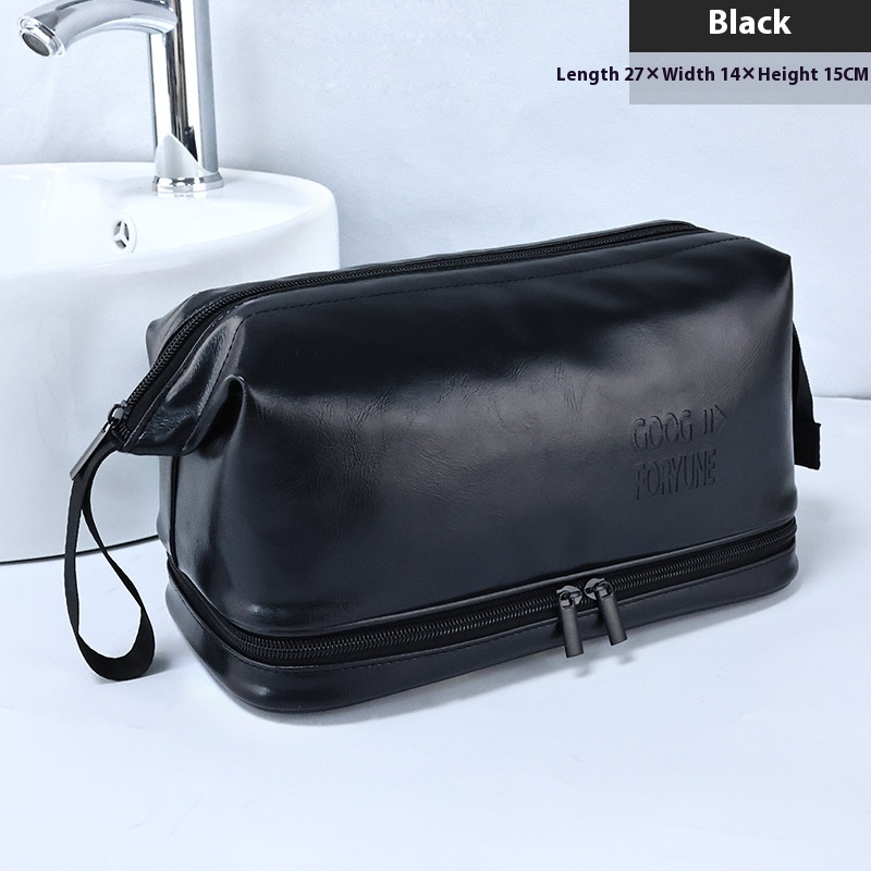 Leather Toiletry Bag for Men ⎜ Practical Double - Layer Bag with Large Capacity and Stylish Design