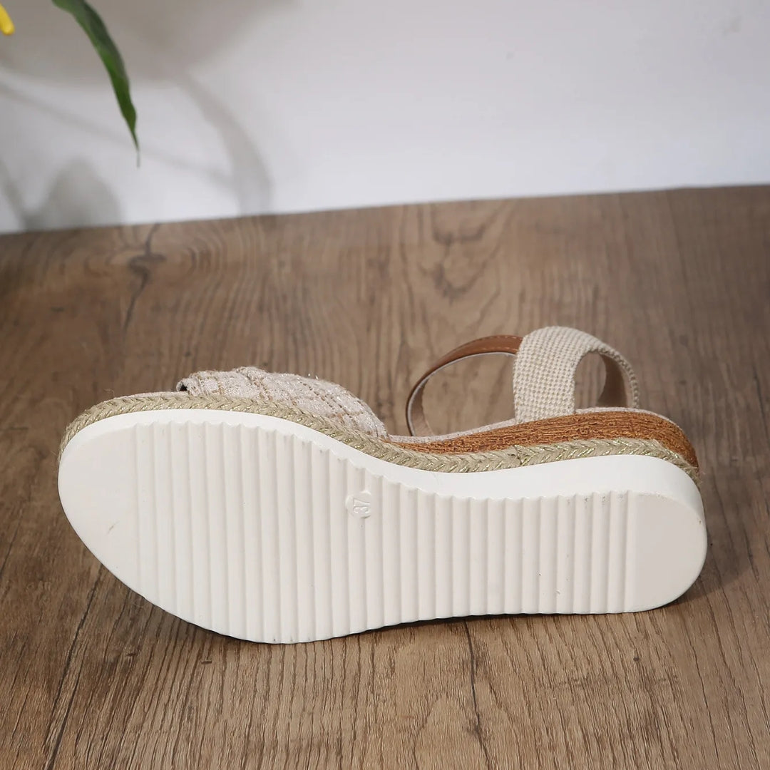Wedge Heel Sandals for Women ⎜ Stylish Platform Shoes with Adjustable Strap and Braided Sole