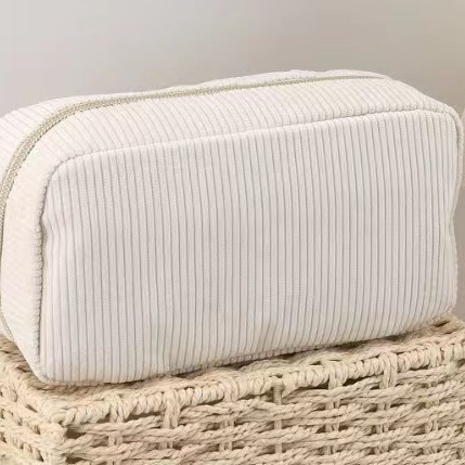 Cosmetics Bag for Women ⎜ Practical Storage Bag Made of Corduroy Fabric with Zip