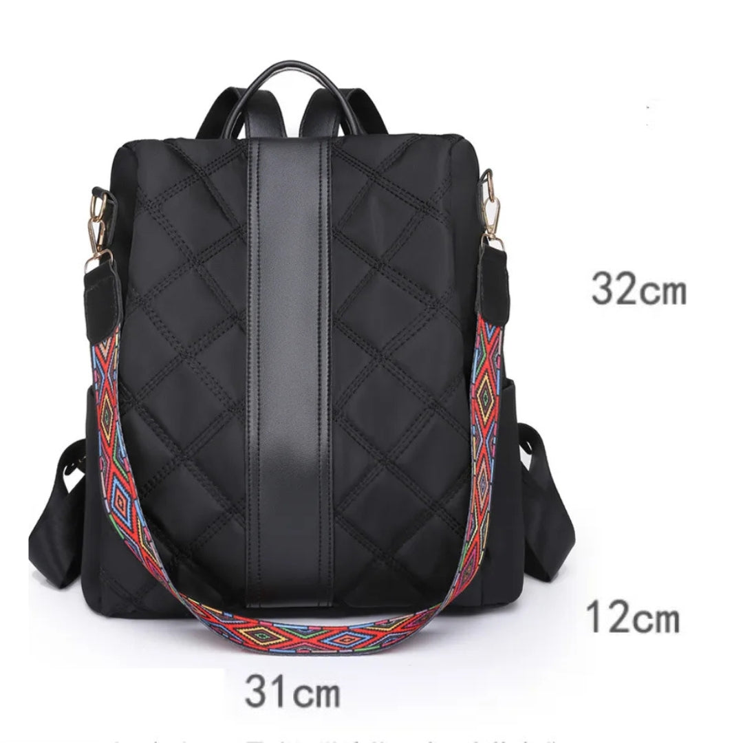Women's Backpack ⎜ Fashionable Diamond Design Straps with Colourful Shoulder Strap