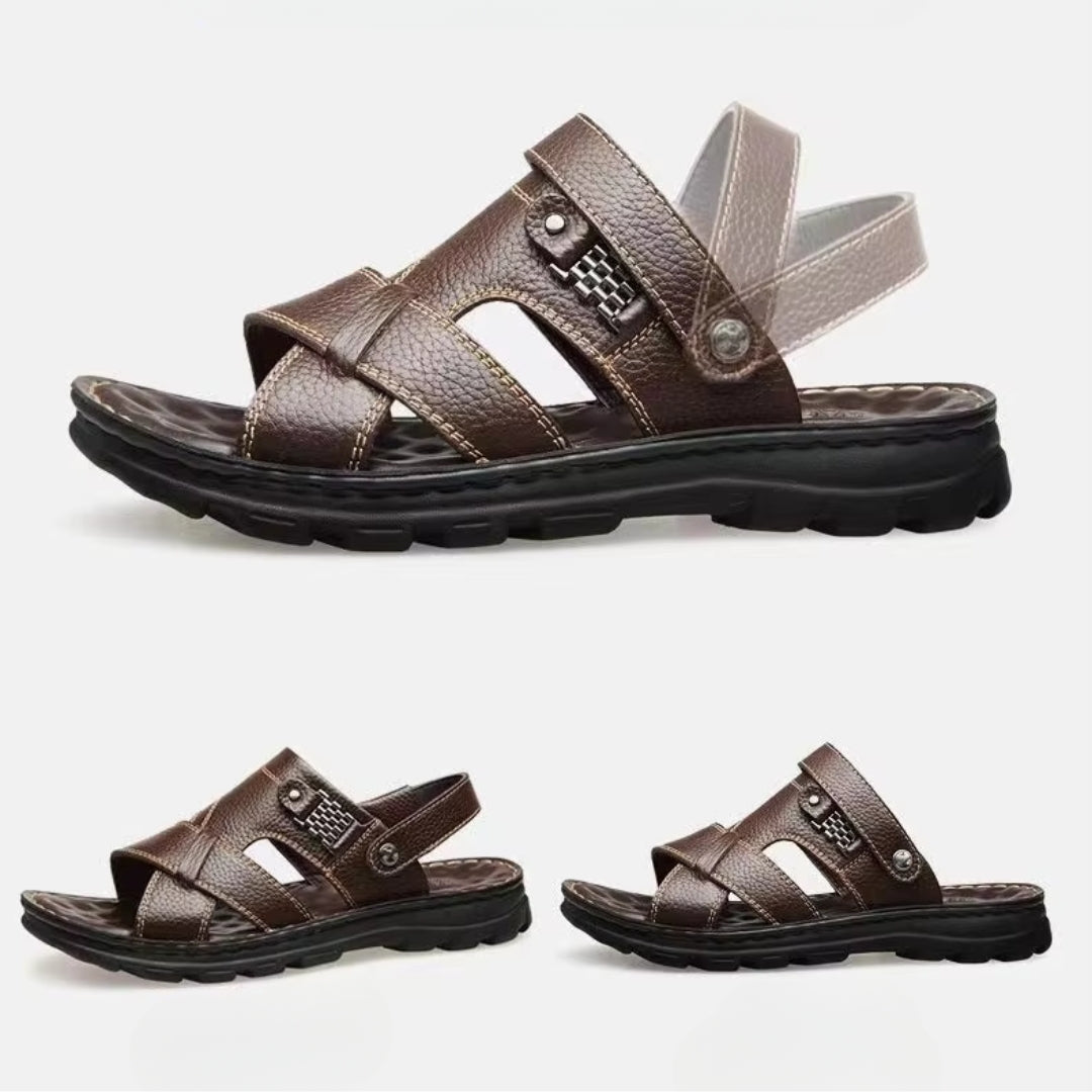 Leather Slippers for Men ⎜ Comfortable Non - Slip and Durable Beach Shoes