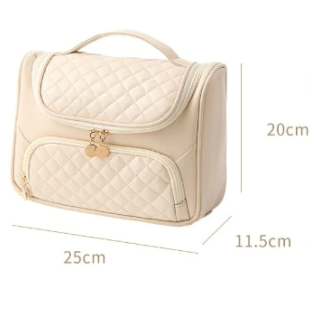 Cosmetics Bag for Women ⎜ Large Capacity with Quilted Surface and Practical Carrying Handle for on the Go