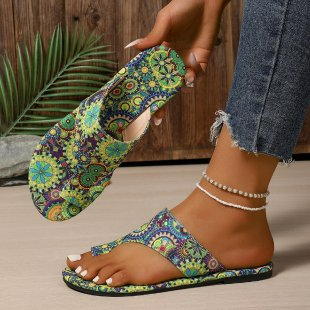 Women's Flip - Flop Sandals ⎜ Comfortable Shoes in a Romantic Style with a Breathable Print Pattern