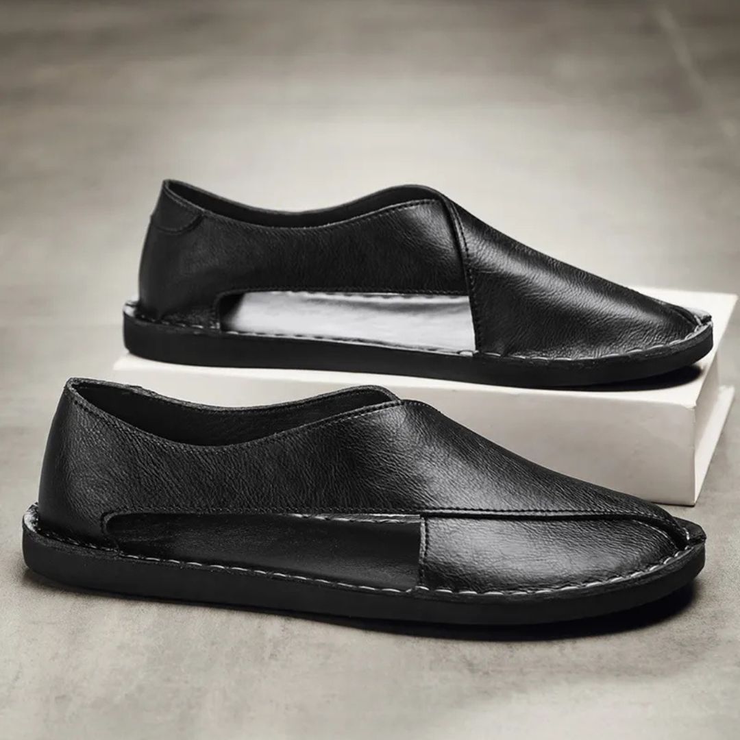 Leather Sandals for Men ⎜ Comfortable One - Pedal Beach Shoes Made From Breathable Genuine Leather