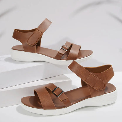 Velcro Sandals for Women ⎜ Comfortable Summer Shoes with a Flat Wedge Sole and Adjustable Strap
