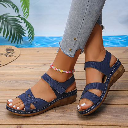 Bequemaktiv ⎜ Women's Sandals Velcro Fastening Peep Toe Comfortable Summer Wide Size