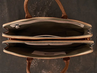 Leather Briefcase for Men ⎜ Noble Bag Made From Vegetable - Tanned Leather for Business and Leisure